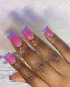 French Tips Colored Nails, Color French Tip, Acrylic Nails Almond Shape, Gel Toe Nails, Spring Acrylic Nails, Acrylic Nail Set, Hard Nails, Diy Acrylic Nails, Ombre Acrylic Nails