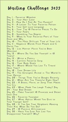 Writing Challenge 2022 Write Every Day Challenge, Tips For Starting A Journal, What To Write When Journaling, Everyday Writing Challenge, Quick Write Ideas, Writing Lists Ideas, Writing Month Challenge, 30 Writing Challenge