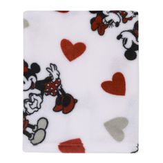 a mickey mouse blanket with hearts on it