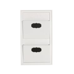 two white drawers with black handles on each side and one drawer open to show the bottom