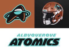 the logos for various sports teams are shown in three different colors and font styles,