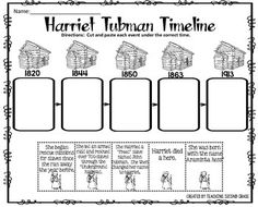 harriet tubman time line worksheet for students to practice reading and writing numbers