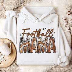 Cute Football Mama Hoodie, Football Season Hoodie, Gift For Football Lover Mom Hoodie, Game Day Hoodie, Football Season Mom Gift, Football Hoodie **Product Information** ⭐️ Our Youth Hoodies are designed with safety in mind, featuring a drawstring-free construction for enhanced safety. ⭐️ - Made from a balanced blend of 50% Cotton and 50% Polyester, providing comfort and durability. - The medium-to-heavy weight fabric guarantees long-lasting use. - Includes a tear-away label for extra convenienc White Hoodie For Sports Events In Fall, White Hoodie With Team Name For Fall, Sports Fan Letter Print Hoodie For Fall, White Sports Fan Hoodie For Winter, Game Day Hoodie With Letter Print For Football Season, Fall Sports Fan Hoodie With Letter Print, White Hoodie For Game Day During Football Season, White Hoodie For Football Season Game Day, Football Season Hoodie With Letter Print For Game Day