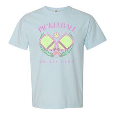 The Pickleball Social Club T-Shirt, must-have t-shirt to your pickleball collection and join the exclusive community of pickleball players who proudly wear the Pickleball Social Club T-Shirt. 6.1 oz./yd², 100% ringspun cotton, 20 singles Garment-dyed soft ring spun fabric Boxy fit, slightly cropped Topstitched, classic width, collar Taped neck and shoulders Twill label Sporty T-shirt For Pickleball In Summer, Sporty T-shirt For Summer Pickleball, Summer Short Sleeve Tennis T-shirt, Pickleball Graphic Tee With Screen Print, Sporty Short Sleeve T-shirt For Pickleball, United Monograms, Lilly Inspired, Long Sleeve Baseball Tee, Matching Sets Outfit