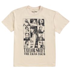 taylor swift t - shirt in beige with images of taylor swift on the front and back