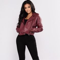 FASION NOVA Faux burgundy leather jacket | eBay Casual Faux Leather Jacket For Fall, Burgundy Leather Jacket With Zipper For Winter, Burgundy Leather Winter Outerwear, Burgundy Long-sleeve Leather Jacket, Burgundy Leather Jacket With Long Sleeves, Burgundy Leather Jacket With Zipper For Fall, Fall Burgundy Leather Jacket With Zipper Closure, Casual Burgundy Leather Jacket With Zipper, Casual Burgundy Leather Jacket With Zipper Closure