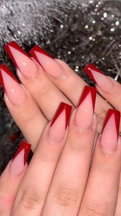 Unghie Sfumate, Red Acrylic Nails, Valentine Nails, Acrylic Nails Coffin Short, Acrylic Nails Coffin, Square Acrylic Nails, Coffin Nails Designs, Nail Arts, Best Acrylic Nails