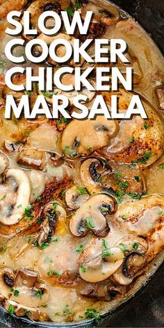 the cover of slow cooker chicken marsala