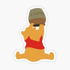 winnie the pooh with a hat on his head and glasses in hand sticker