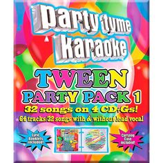 the party time karaoke flyer is shown with balloons and confetti on it