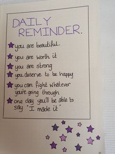 a note written to someone who is in the process of being called daily reminders