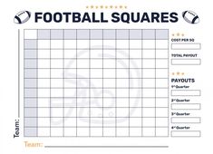 the football squares game is shown with four stars