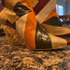 Brand New, I Tried 1 On, Never Wore. These Can Be Work With Shirts, Dresses Even Pants, Etc. So Rich N Colors. The Heels Are Shiny Gold! Still In Box And Dust Bag As Well. No Returns, Final Sale Chic Multicolor Leather Boots, Chic Multicolor Boots For Fall, Chic Multicolor Pointed Toe Boots, Heel Stretch, Black High Boots, Tall Riding Boots, Women Heels, Kawaii Style, How To Stretch Boots