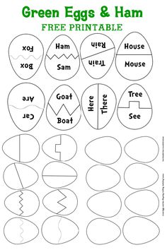 green eggs and ham printable worksheet for kids to learn how to make them