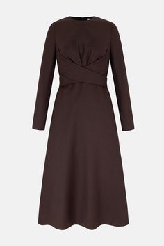 Elta Hickory Brown In Superfine Merino Dress | Emilia Wickstead