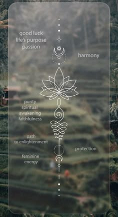 a poster with the words, good luck, life's purpose and harmony