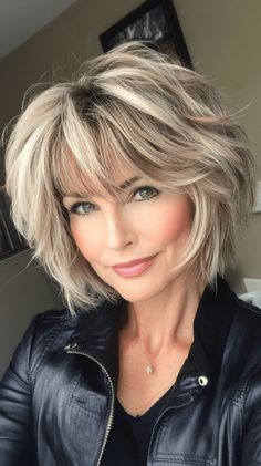 27 Stunning Layered Stacked Bob Haircut Ideas You Need to Try Right Now Voluminous Bob With Bangs, Blonde Hair With Bangs And Layers, Shaggy Bob For Fine Hair Choppy Hairstyles, Medium Bob Layered Hairstyles, Layered Bob With Curtain Bangs, Layered Stacked Bob Haircut, Deck Couch, Choppy Layered Haircuts, 2024 Haircut