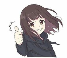 An Anime, Thumbs Up, Black Hoodie, Black