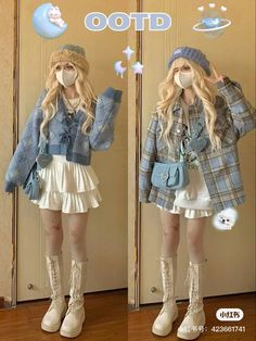 Cutesy Y2k Outfits, Blue Soft Outfit, Kawaii Y2k Outfits, Soft Y2k Outfits, Cinnamoroll Outfit, Peony Aesthetic, Kawaii Outfits, Cute Shopping, Street Outfits