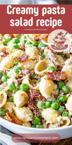 creamy pasta salad recipe with peas and bacon