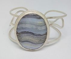 sterling silver and agate cuff bracelet Wire Cuff, Agate Cabochon, Agate Bracelet, Blue Lace Agate, Lace Agate, Blue Lace, Bezel Setting, Jewelry Inspiration, Cuff Bracelets