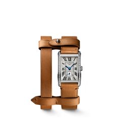 Longines Watch LONGINES DOLCEVITA X YVY - Quartz Movement L178 - Functions: Hours, minutes, small seconds at 6 o'clock - Strap: Leather strap - Water Resistance: Water-resistant to 3 bar - Glass: Scratch-resistant sapphire crystal - Explore the Longines L5255071B Longines Dolce Vita, Longines Watch, Vvs Diamond, Breitling Navitimer, Rolex Day Date, Rolex Gmt, Brown Leather Strap, Rolex Daytona, Omega Speedmaster