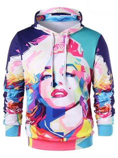 Drawstring 3D Girl Print Hoodie - Multi - 3C72101413 - Men's Clothing, Men's Hoodies & Sweatshirts  #MensHoodiesSweatshirts #Men's #Clothing # #Men's #Hoodies #& #Sweatshirts Fuzzy Hoodie, Hoodie Size Chart, Cool Hoodies, Girls Prints, Print Jacket, Drawstring Hoodie, Pocket Pants, Print Hoodie, Print Pullover