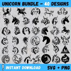 the unicorn bundle includes 40 designs