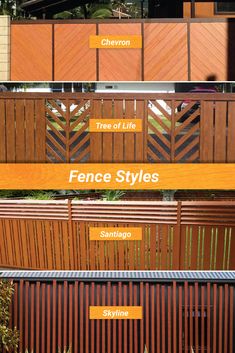 the different types of fences are shown in three different colors and sizes, including brown