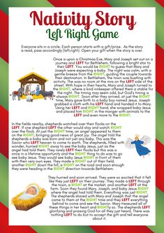 Right Left Game, Left Right Christmas Game, Left Right Game, Church Christmas Party, Gift Games, Christmas Gift Games, Group Games For Kids, Nativity Story, Fun Christmas Games