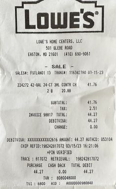 a receipt for a shoe store is shown in black and white