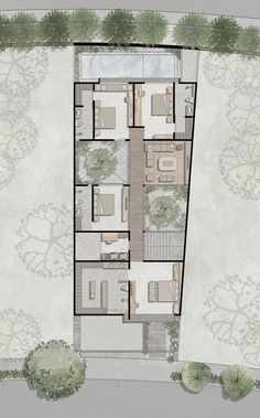 an aerial view of the floor plan of a house with several rooms and two bathrooms