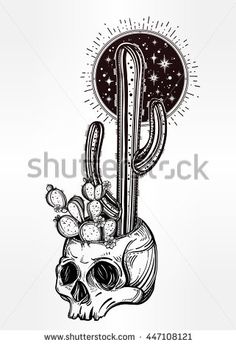 an iphone screen with the text hand drawn romantic drawing of skull with cacti