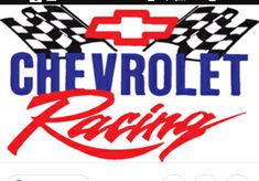 the chevrolet racing logo is shown in red, white, and blue