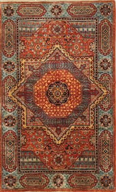 "Details of this Beautiful Rug: Density: Fine 230 - 240 knots psi Design: Mamluk  Size: 2'6\"x4'1\" - 77X124 cm Material: Ghazni Wool, Foundation Cotton & Natural Veg Dyes. Origin: Weaved in Afghanistan 100% Handmade ( Hand Knotted ), 100% Hand Washed and finishing are done in Lahore Pakistan. Condition: New Prefer Interior: Contemporary and Traditional Finishing: Professionally traditional hand scrub wash no machines are involve in washing, drying and finishing process. Texture: This hand knotted pile rug is made using 100% natural dyes and handspun wool. Color Abrushes. Natural dyed wool always have Abrushes (Variation) in each color because each batch of wool dyed doesn't gives the same results as other batches. 3x4 Orange Mamluk Rug - Hand knotted Handspun wool Veg Dyes Geometric Turki Natural Rugs, Coffee Table Cover, Mamluk Rugs, Persian Rug Designs, Interior Contemporary, Hand Scrub, Rug Designs, Rug Entryway, Lahore Pakistan