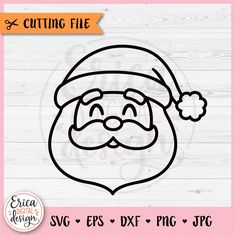 santa face with beard and hat svg cut file for cricut or silhouette