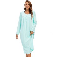 PRICES MAY VARY. SOFT FABRIC—Womens nightgowns made of 100% Cotton, super soft, stretchy and skin-friendly fabric give you a comfortable touch feeling and let your leisure time to be more wonderful CLASSIC ELEGANT DESIGN: The elegant nightwear features long-sleeve with round neck and button placket. The casual loose comfy fit fit nightdress keeps you comfortable through the night. Non-see-through, not clingy: It is comfortable to wear this loungewear around home and not worry about answering the Elegant Nightwear, Womens Nightgowns, Cotton Nightgown, Women's Nightgowns, Nightgowns For Women, Leisure Time, Sleepwear & Loungewear, Classic Elegant, Nightgowns