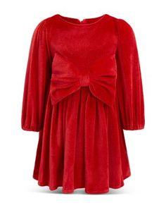 Bardot Junior Girls' Lindsey Grand Bow Mini Dress - Little Kid, Big Kid Bow Mini Dress, Bardot Junior, Long Puff Sleeves, Red Fire, Big Kid, Big Kids, Fit And Flare, Puff Sleeve