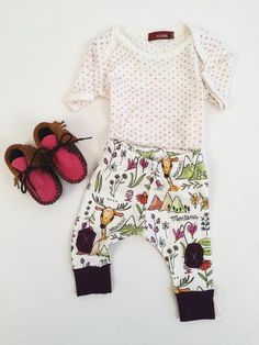 Some knee patch leggings for your little one! Made with the softest USA certified organic cotton, and printed with eco-friendly textile ink, which means this is Knee Patches, Baby Pants, Flower Child, Baby Care, Boho Shorts, Little One, Stand Up, Montana, Wild Flowers