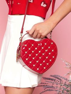 Bag For Love - Rhinestone Decor Quilted Novelty Bag - Women Satchels Product Description Color Red Strap Type Adjustable Strap Type Top Handle Pattern Type Quilted Style Fashionable Bag Size Small Quantity 1 piece Details Rhinestone Type Novelty Bag Composition 100% Polyurethane Material PU Leather Size Chart INCH CM Size Bag Width Bag Height Bag Length Strap Length one-size 2.8 7.1 7.1 47.2 Size Bag Width Bag Height Bag Length Strap Length one-size 7 18 18 120 Similar Products h2 { text-align: Red Leather Shoulder Bag For Valentine's Day, Valentine's Day Red Leather Shoulder Bag, Novelty Bags, Rhinestone Decor, Olivia Mark, Saddle Bags, Top Handle, Bags Women, Fashion Bags