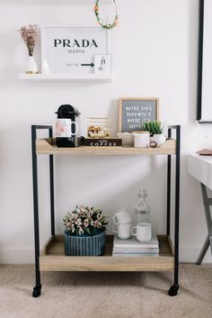 a table with some flowers on top of it