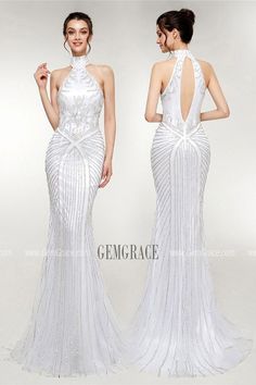 Fitted Mermaid Gown With Sequins, Elegant Fitted Mermaid Gown, Fitted Mermaid Dress With Mermaid Hem For Wedding, Fitted Mermaid Banquet Dress, Fitted Mermaid Gown For Banquet, Fitted Mermaid Dress With Sweep Train For Wedding, Fitted Mermaid Wedding Dress With Sweep Train, White Glamorous Fitted Mermaid Dress, White Mermaid Dress For Prom Season Banquet