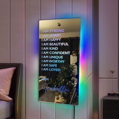 PRICES MAY VARY. Inspirational Quotes - You will receive 1 piece of positive affirmations wall decor consisting of 10 inspirational wall plaques. The personalized message displayed on the sign can serve as a daily affirmation to boost your mood and confidence. Custom LED Sign - The personalized name affirmation mirror neon sign serves as both a functional mirror and a decorative piece of wall art. The neon sign surrounding the mirror adds a playful and stylish touch to any room, making it the pe Affirmation Mirror, Teen Girl Wall Art, Just Deal With It, I Am Unique, Custom Name Sign, Mirror Led, Mom Friend, I Am Affirmations, Dream Symbols