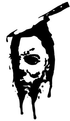 a black and white drawing of a man's face with dripping paint on it