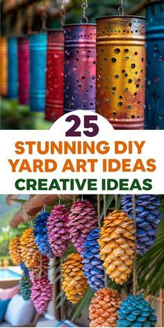 Elevate your outdoor space with these imaginative DIY yard art projects that will bring an artistic flair to your garden. Explore a variety of creative ideas, from charming wind chimes to striking mosaics, and transform your yard into a stunning display of beauty and innovation. Embrace your creativity, channel your inner artist, and express your unique style through captivating masterpieces that reflect who you are. Let your imagination run wild as you infuse artistry into every corner of your Diy Outside Decor, Yard Decorations Diy, Yard Decor Ideas, Art Creative Ideas, Hanging Yard Art, Outside Art