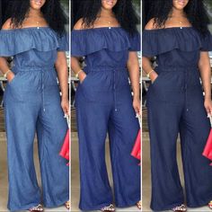 Off-Shoulder, Wide-Legged, Jean-Look, Jumpsuit Your Choice; Light, Medium Or Dark Wash M & 2x = In Stock Others=Preorders: Please Allow Additional Shipping Time. Wide Leg Overalls, Bohemian Fabric, Wide Leg Romper, Off Shoulder Jumpsuit, Boho Romper, Baggy Pants, Floral Jumpsuit, Wide Leg Denim, Wide Leg Jumpsuit