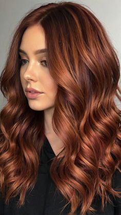 red hair color ideas Dark Copper Hair, Fall Hair Colors Dark, Hair Colors Dark, Dark Copper Hair Color, Highlights Red, Copper Hair Dark