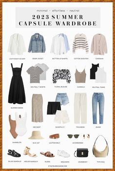 Summer Work Outfits Office, Chic Capsule Wardrobe, Wardrobe Checklist, Minimalist Wardrobe Capsule, Capsule Wardrobe Checklist, Capsule Wardrobe Women, Spring Summer Capsule Wardrobe, Neutral Capsule Wardrobe, Capsule Wardrobe Outfits