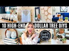 a collage of photos with the words 10 high - end dollar tree diys