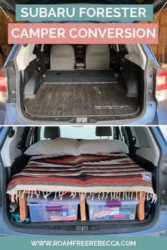 the back end of a car with its trunk open and luggage in the cargo area